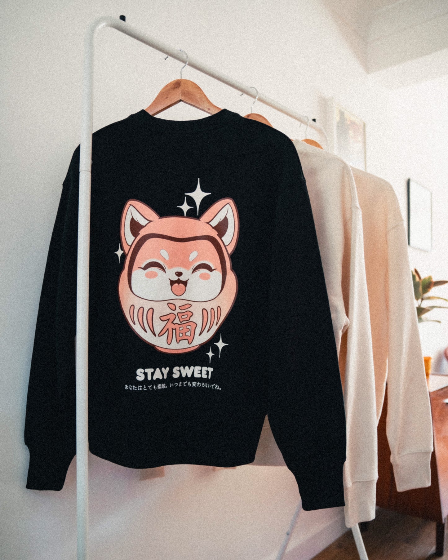 Oversized Shiba Inu Daruma Sweatshirt Black