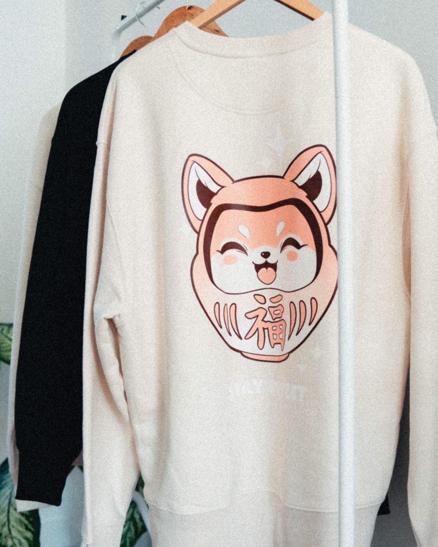 Oversized Shiba Inu Daruma Sweatshirt Vanilla